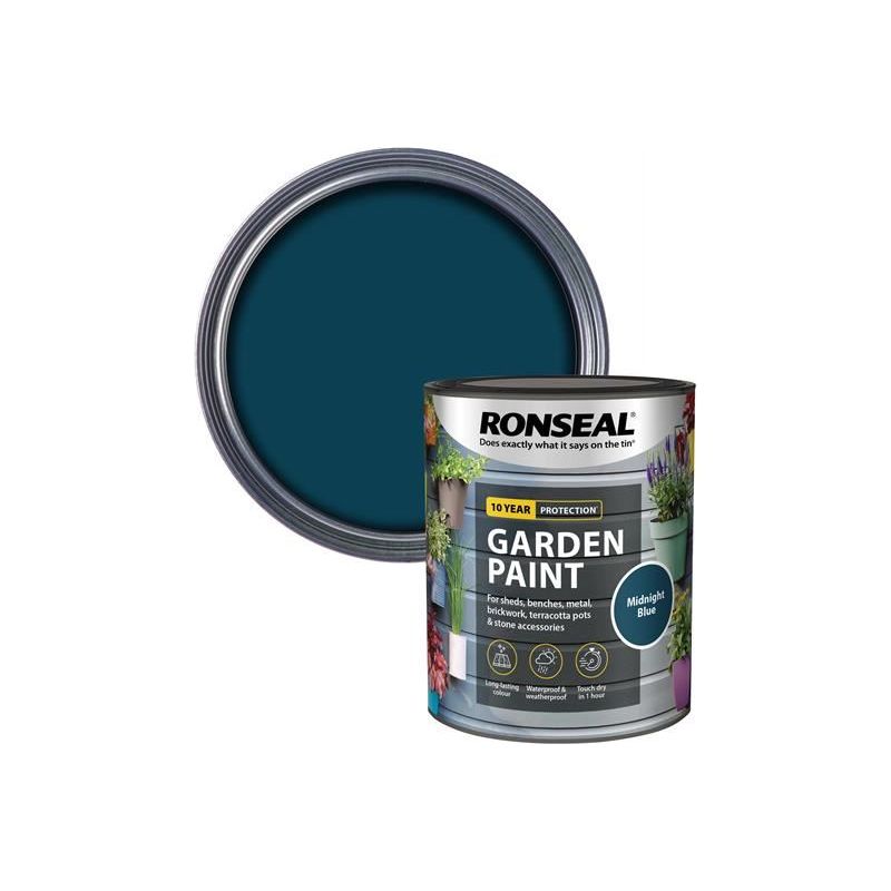 Ronseal Garden Paint Midnight Blue 750ml Ronseal - RockBottom Nothampton