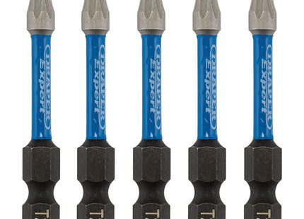 Draper Expert TX-STAR Impact Screwdriver Bits, T20 x 50mm, 1/4" Hex (Pack of 5) Draper - Town Tools 