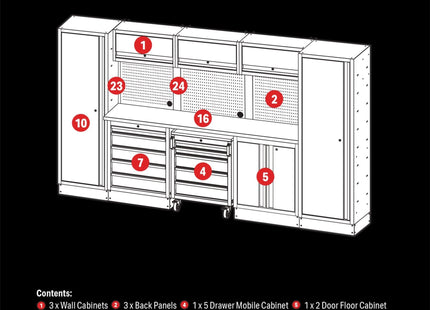 Draper BUNKER Modular Storage Combo with Stainless Steel Worktop (16 Piece) Draper - Town Tools 