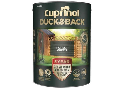 Cuprinol Ducksback 5 Year Waterproof for Sheds & Fences Forest Green 5 litre Cuprinol - RockBottom Northampton