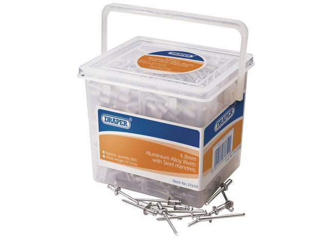 Draper Blind Rivets, 4.8 x 10.2mm (Tub of 800) 37659 Draper - Town Tools 
