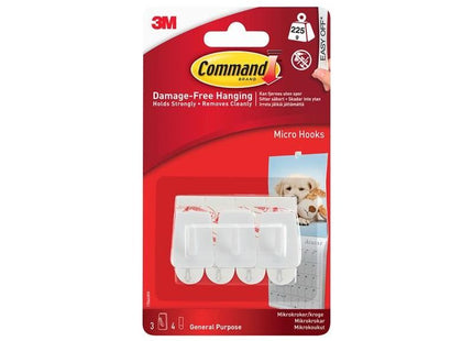 Command™ White Micro Hooks (Pack 3) Command™ - RockBottom Northampton