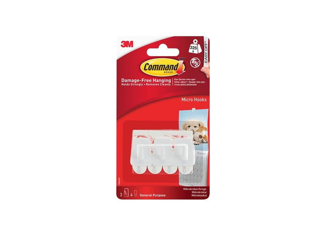 Command™ White Micro Hooks (Pack 3) Command™ - RockBottom Northampton