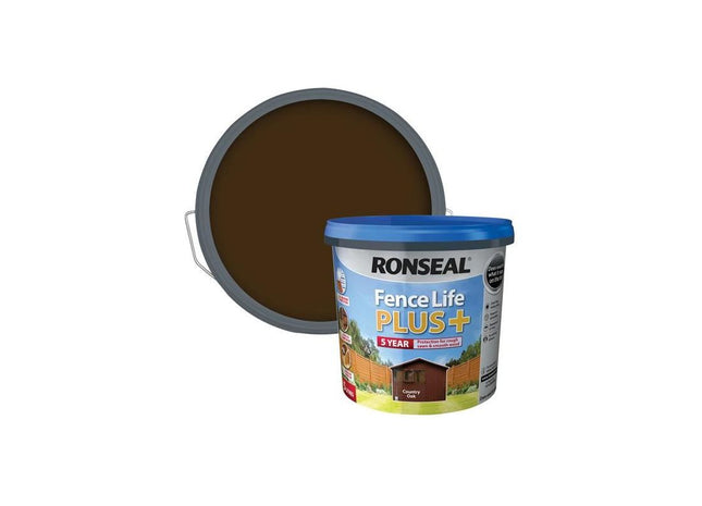 Ronseal Fence Life Plus+ Country Oak 5 litre Ronseal - RockBottom Nothampton
