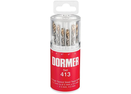 Dormer A094 No.413 HSS TiN Coated Drill Set of 13 1.5- 6.50mm x 0.5mm Dormer - RockBottom Northampton