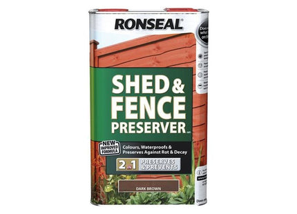 Ronseal Shed & Fence Preserver Dark Brown 5 litre Ronseal - RockBottom Nothampton