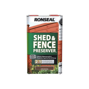 Ronseal Shed & Fence Preserver Dark Brown 5 litre Ronseal - RockBottom Nothampton