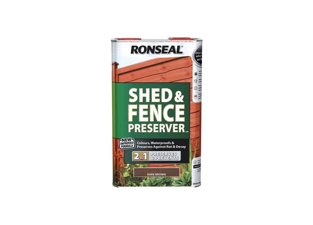 Ronseal Shed & Fence Preserver Dark Brown 5 litre Ronseal - RockBottom Nothampton