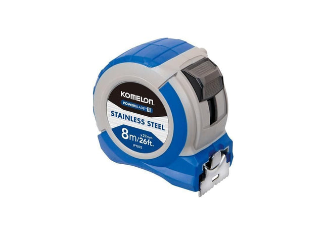 Komelon Stainless Steel PowerBlade™ Pocket Tape 8m/26ft (Width 27mm) Komelon - RockBottom Northampton