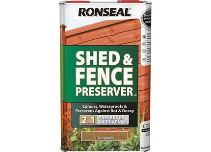 Ronseal Shed & Fence Preserver Light Brown 5 litre Ronseal - RockBottom Nothampton