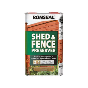 Ronseal Shed & Fence Preserver Light Brown 5 litre Ronseal - RockBottom Nothampton