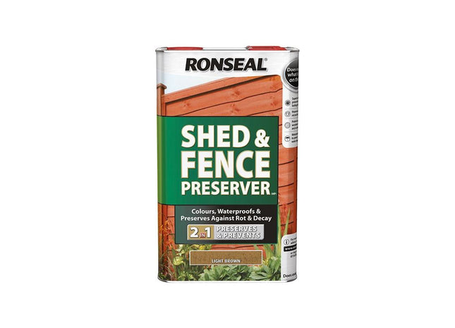 Ronseal Shed & Fence Preserver Light Brown 5 litre Ronseal - RockBottom Nothampton