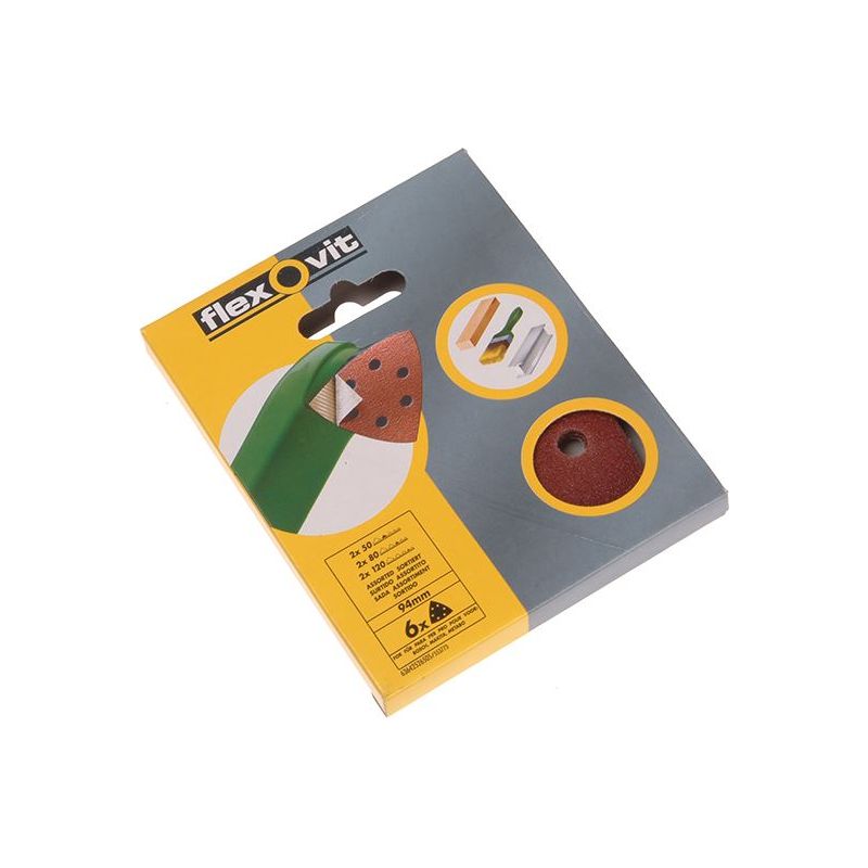 Flexovit Delta Hook & Loop Sanding Sheets 94mm Assorted (Pack 25) Flexovit - RockBottom Northampton
