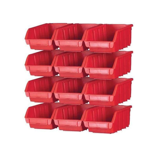 Faithfull 12 Plastic Storage Bins with Wall Mounting Rails Faithfull - RockBottom Northampton