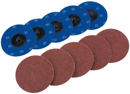 Draper Aluminium Oxide Sanding Discs, 75mm, 80 Grit (Pack of 10) 75616 Draper - Town Tools 