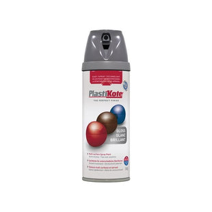 Plastikote Twist & Spray Gloss Medium Grey 400ml PlastiKote - RockBottom Nothampton