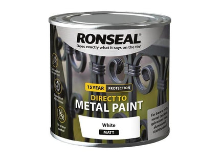 Ronseal Direct to Metal Paint White Matt 250ml Ronseal - RockBottom Nothampton