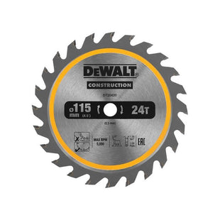 Dewalt Power Tools DT20420 TCT Construction Circular Saw Blade 115 x 9.5mm x 24T DeWALT Power Tools - RockBottom Northampton