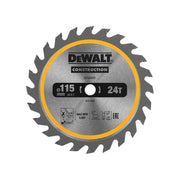 Dewalt Power Tools DT20420 TCT Construction Circular Saw Blade 115 x 9.5mm x 24T DeWALT Power Tools - RockBottom Northampton