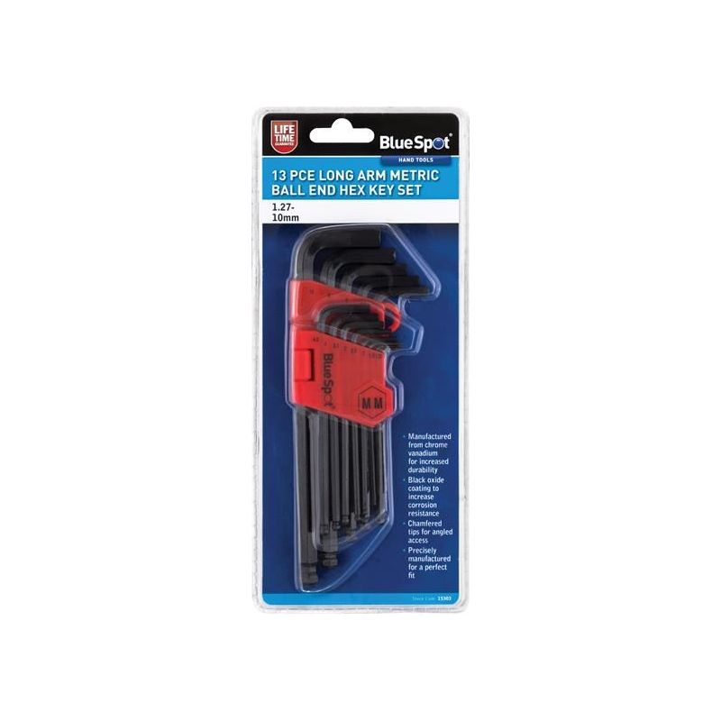 Bluespot Tools Long Arm Ball End Hexagon Key Set, 13 Piece BlueSpot Tools - RockBottom Northampton