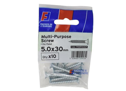 ForgeFix Multi-Purpose Pozi Screw CSK ST ZP 5.0 x 30mm ForgePack 10 ForgeFix - RockBottom Northampton