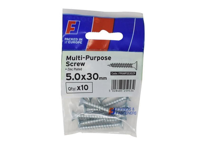 ForgeFix Multi-Purpose Pozi Screw CSK ST ZP 5.0 x 30mm ForgePack 10 ForgeFix - RockBottom Northampton