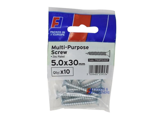 ForgeFix Multi-Purpose Pozi Screw CSK ST ZP 5.0 x 30mm ForgePack 10 ForgeFix - RockBottom Northampton