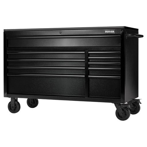 Bunker 10 Drawer Workbench Roller Tool Cabinet with Black Stainless Steel Worktop, 56" Draper - Town Tools