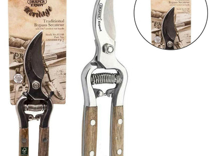 Draper Bypass Secateurs with Ash Handles, 210mm 85188 Draper - Town Tools 