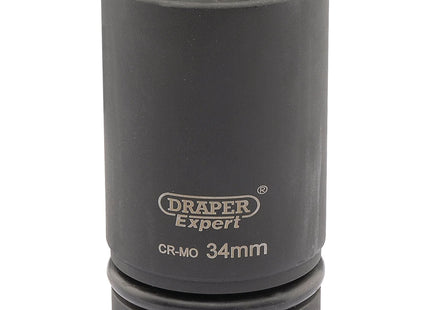 Draper Expert HI-TORQ 6 Point Deep Impact Socket, 1" Sq. Dr., 34mm Draper - Town Tools 