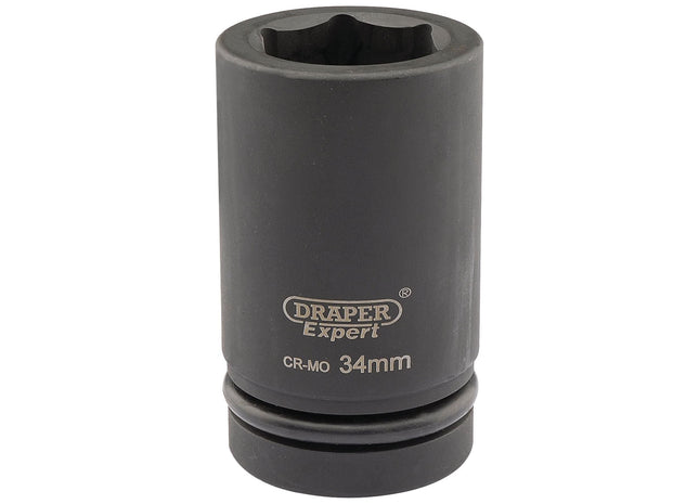 Draper Expert HI-TORQ 6 Point Deep Impact Socket, 1" Sq. Dr., 34mm Draper - Town Tools 