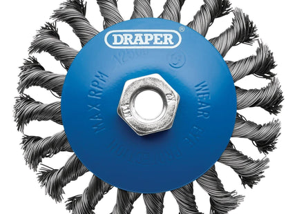 Draper Steel Bevelled Twist-Knot Wire Wheel Brush, 115mm, M14 Draper - Town Tools