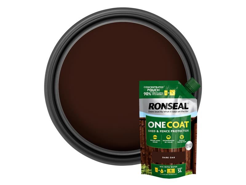 Ronseal One Coat Shed & Fence Refill Pouch Dark Oak 950ml Ronseal - RockBottom Nothampton