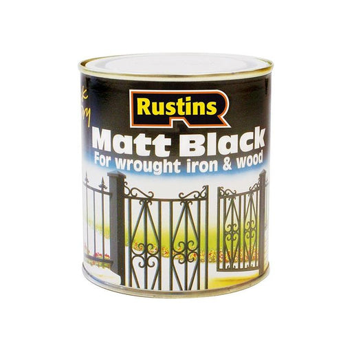 Rustins Matt Black Paint Quick Drying 500ml Rustins - RockBottom Nothampton