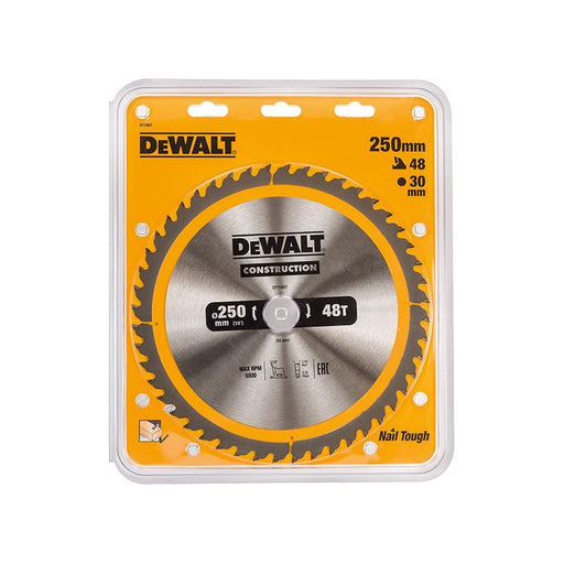 Dewalt Power Tools Stationary Construction Circular Saw Blade 250 x 30mm x 48T DeWALT Power Tools - RockBottom Northampton