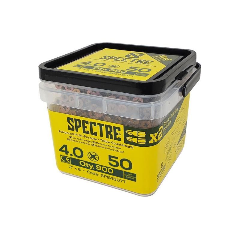 Forgefix Spectre™ PZ Compatible Wood Screw CSK ZYP 4.0 x 50mm Tub 900 ForgeFix - RockBottom Northampton