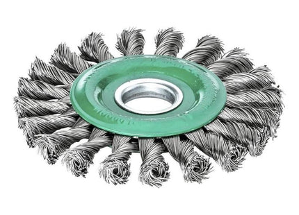 Lessmann Knot Wheel Brush 115 x 14mm 22.2mm Bore, 0.50 Stainless Steel Wire Lessmann - RockBottom Northampton