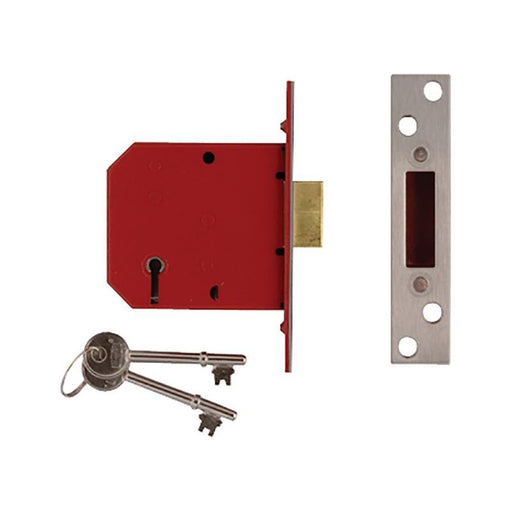 Union 2101 5 Lever Mortice Deadlock Satin Chrome Finish 77.5mm 3in Box UNION - RockBottom Northampton