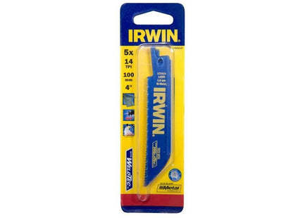 Irwin® 414R Sabre Saw Blade Metal Cutting 100mm 14 TPI Pack of 5 IRWIN® - RockBottom Northampton