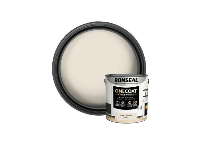Ronseal One Coat Everywhere Interior Pure Cotton Matt 2.5 litre Ronseal - RockBottom Nothampton