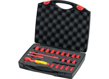 Wiha Insulated 1/4in Ratchet Wrench Set, 21 Piece (inc. Case) Wiha - RockBottom Northampton