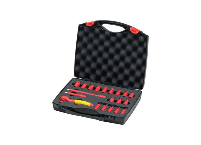 Wiha Insulated 1/4in Ratchet Wrench Set, 21 Piece (inc. Case) Wiha - RockBottom Northampton