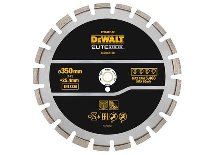 Dewalt Power Tools ELITE SERIES™ Asphalt Diamond Segmented Wheel 350 x 25.4mm DeWALT Power Tools - RockBottom Northampton