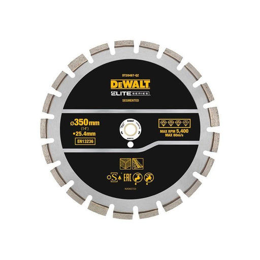 Dewalt Power Tools ELITE SERIES™ Asphalt Diamond Segmented Wheel 350 x 25.4mm DeWALT Power Tools - RockBottom Northampton