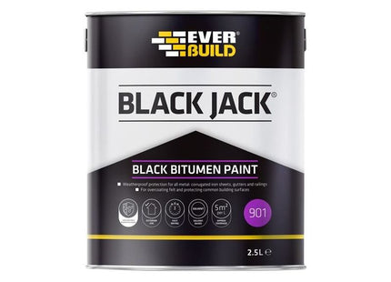 Everbuild Sika Black Jack® 901 Black Bitumen Paint 2.5 litre Everbuild Sika - RockBottom Northamptin