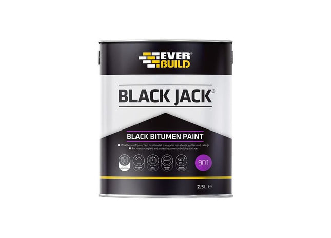 Everbuild Sika Black Jack® 901 Black Bitumen Paint 2.5 litre Everbuild Sika - RockBottom Northamptin
