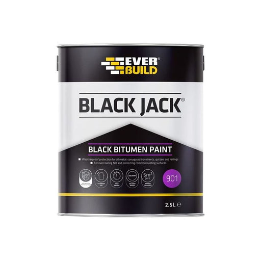 Everbuild Sika Black Jack® 901 Black Bitumen Paint 2.5 litre Everbuild Sika - RockBottom Northamptin
