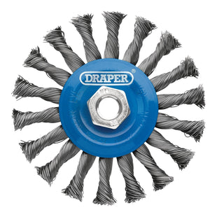 Draper Steel Twist-Knot Flat Wire Wheel Brush, 115mm, M14 Draper - Town Tools