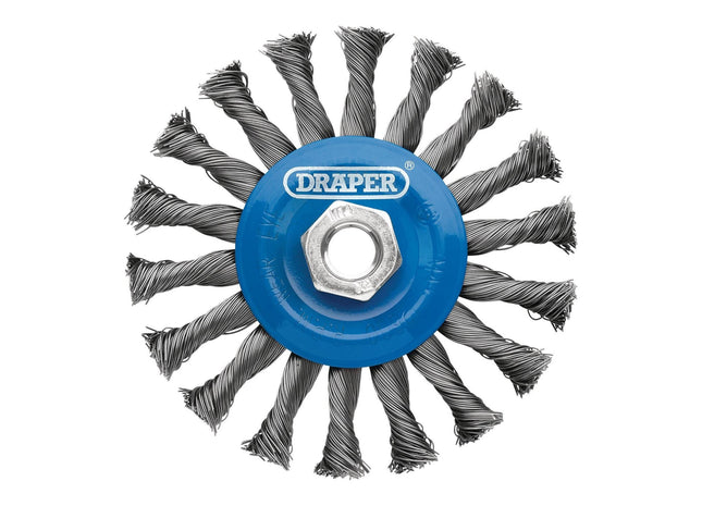 Draper Steel Twist-Knot Flat Wire Wheel Brush, 115mm, M14 Draper - Town Tools