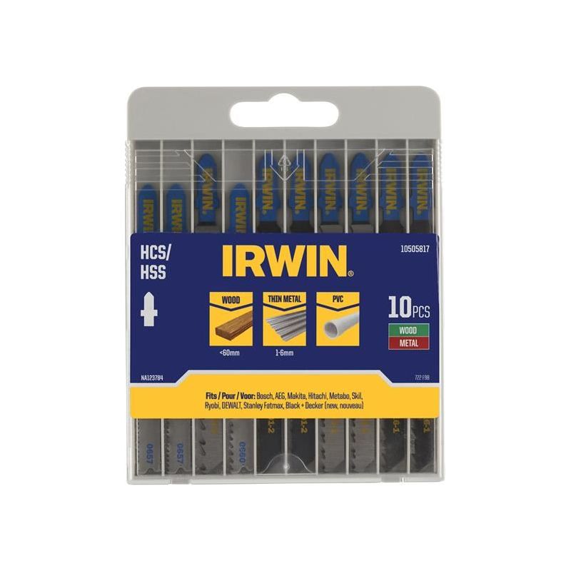 Irwin® HCS/HSS T-Shank Jigsaw Blade Set, 10 Piece IRWIN® - RockBottom Northampton